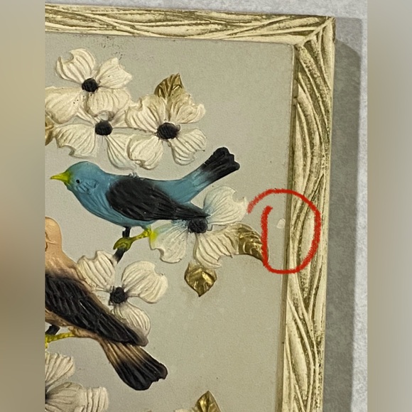 Pair of two vintage Devonware Chalkware wall hangings birds - Picture 3 of 9